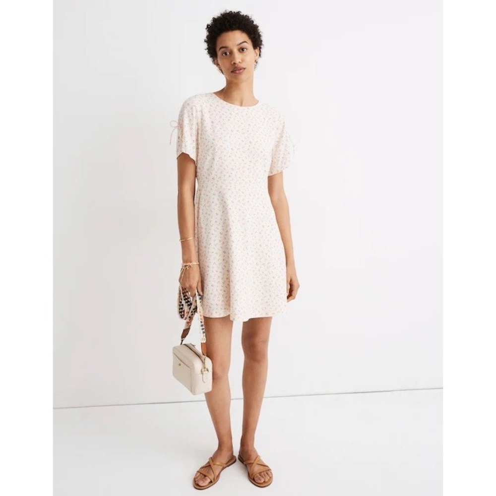 Madewell Tie Sleeve Retro Mini Dress Dutch Dandelions Cottagecore Coquette Sz 6
